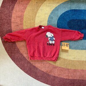 Zara 2T-3T SNOOPY PEANUTS SWEATSHIRT, Light red